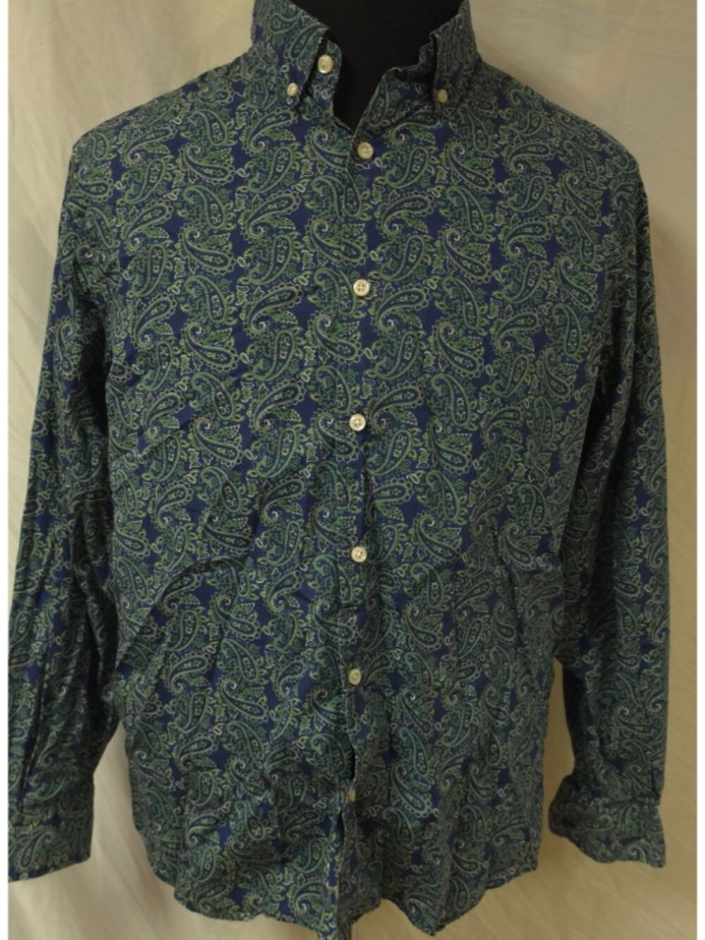 Cremieux Classics Mens (L) Blue Green Paisley Long Sleeve Button Down Shirt